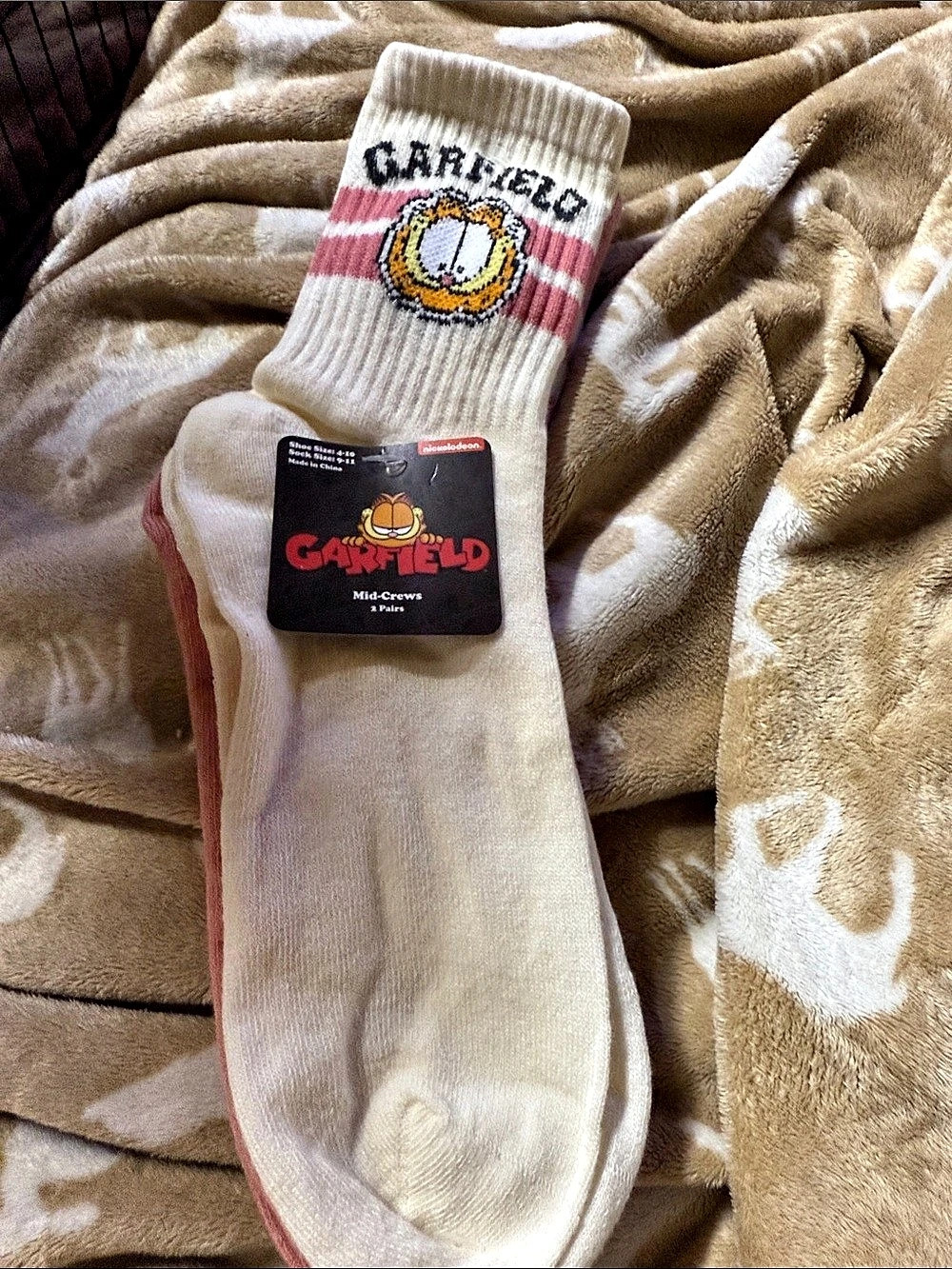 Garfield Mid-Crew Socks Striped unisex 4-10 NWT